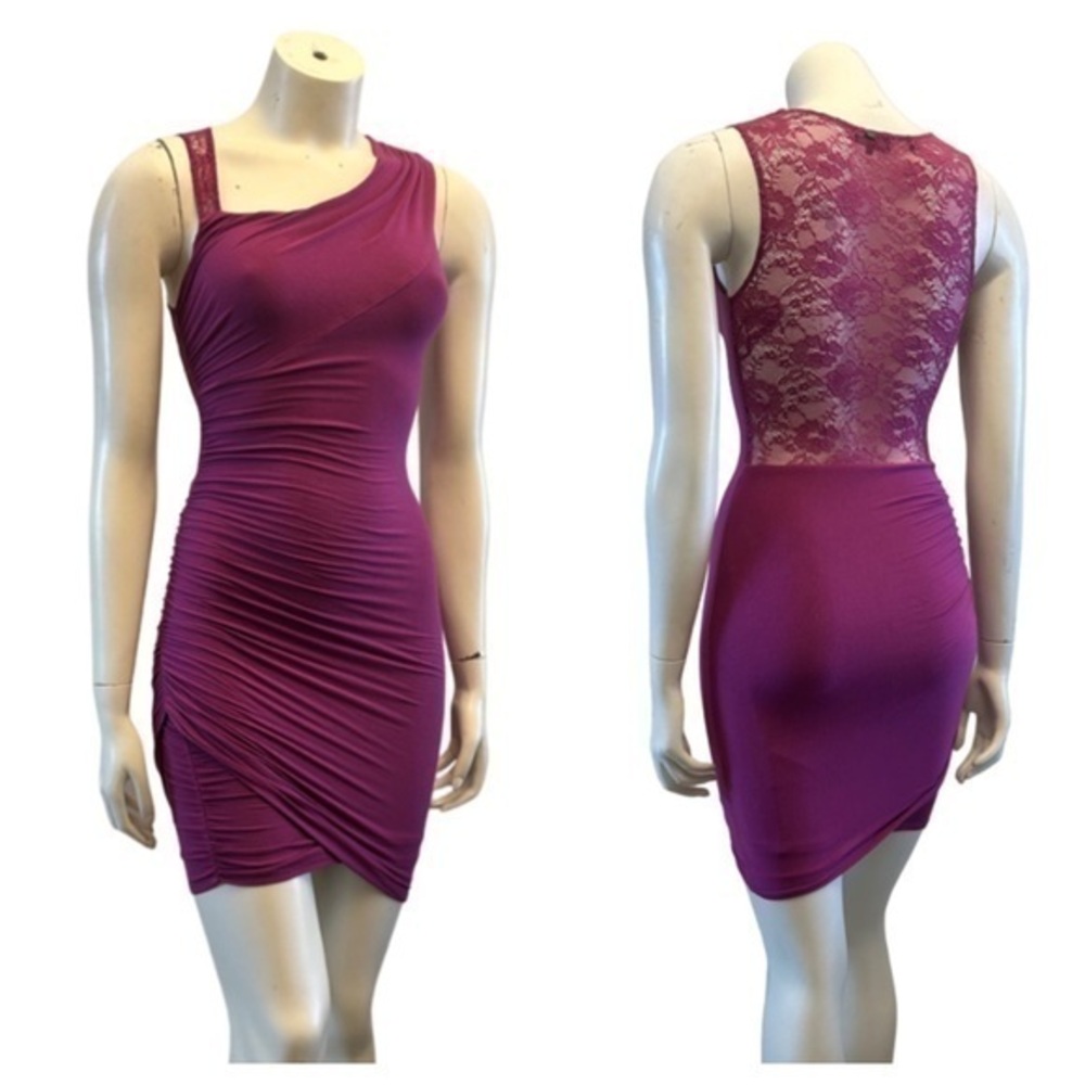GUESS Pretty magenta sleeveless fitted dress. Lace back. Excellent condition.